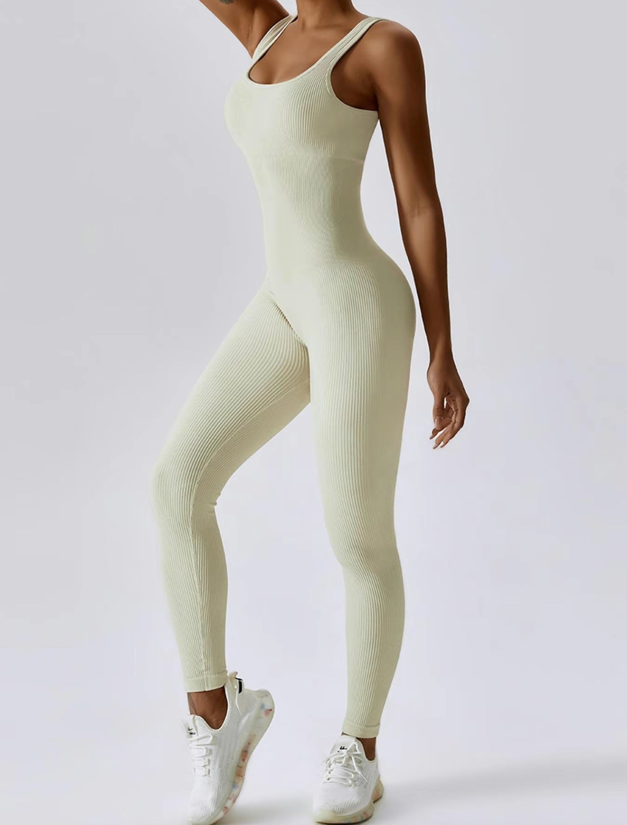 Waist Cinching Rib Knit Jumpsuit