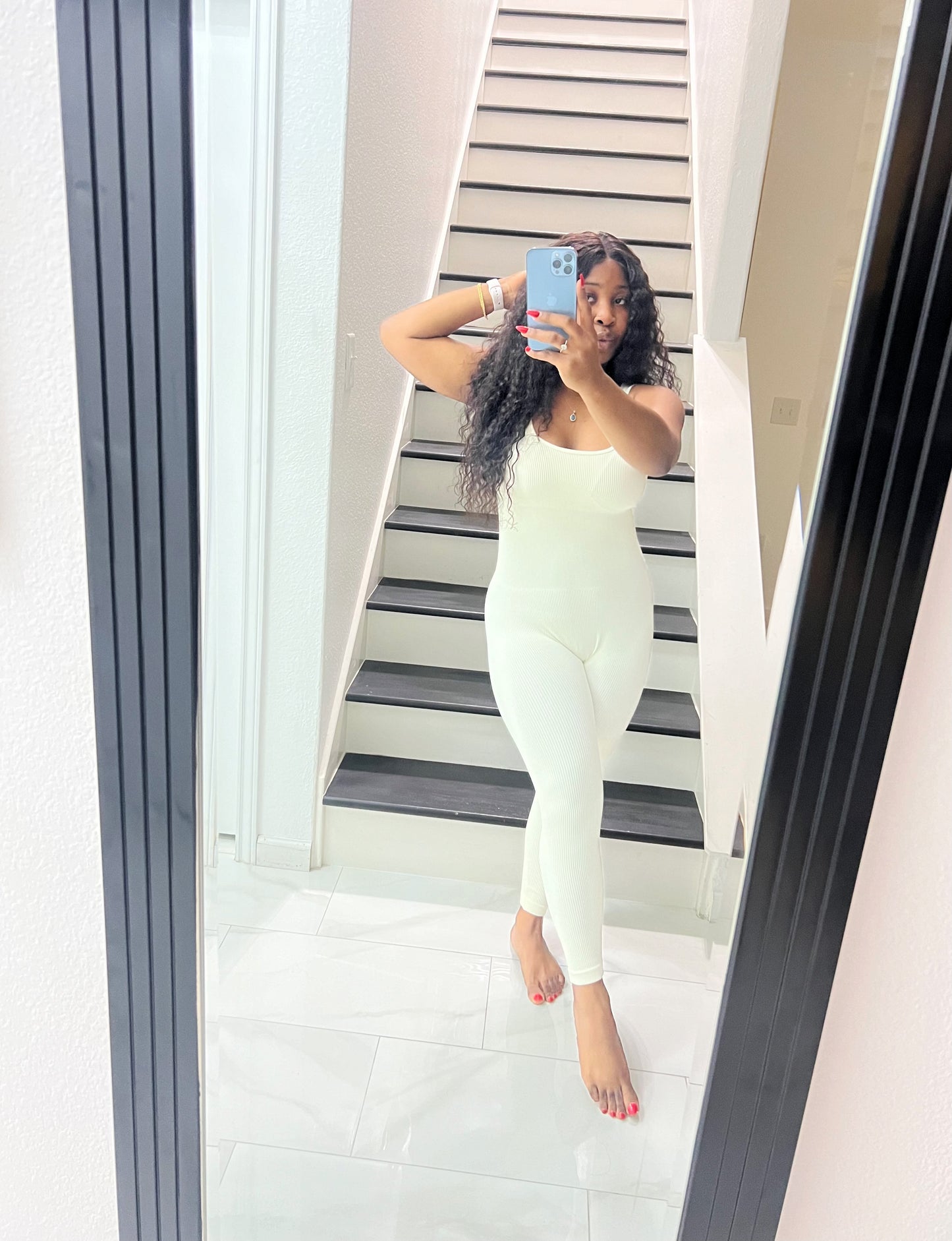 Waist Cinching Rib Knit Jumpsuit