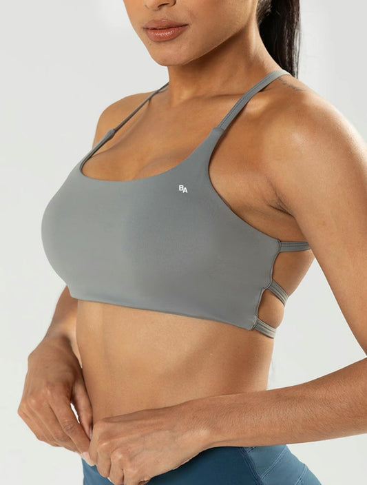 Crossbody backless sports bra