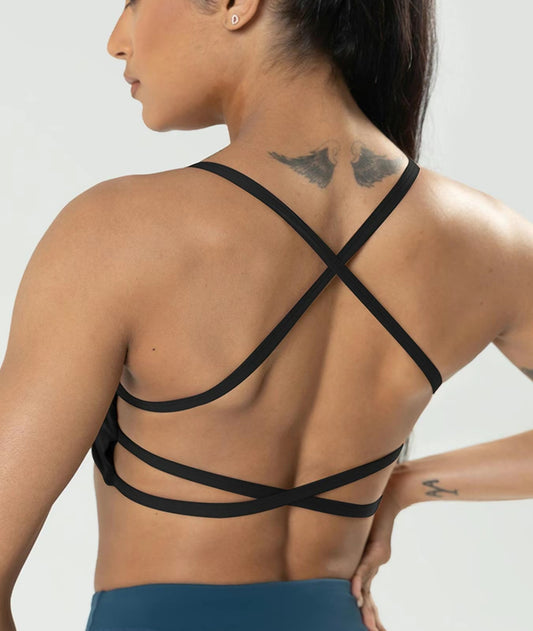 Crossbody backless sports bra